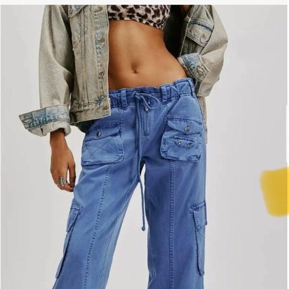 Free People Blue Tahiti Cargo Jeans